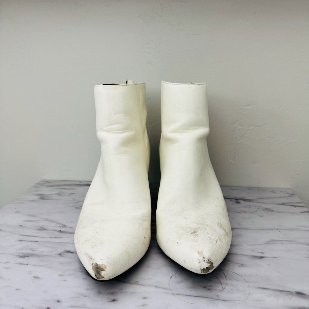 Lulus White Leather Ankle Booties Women’s Size 10 - Picture 2 of 11